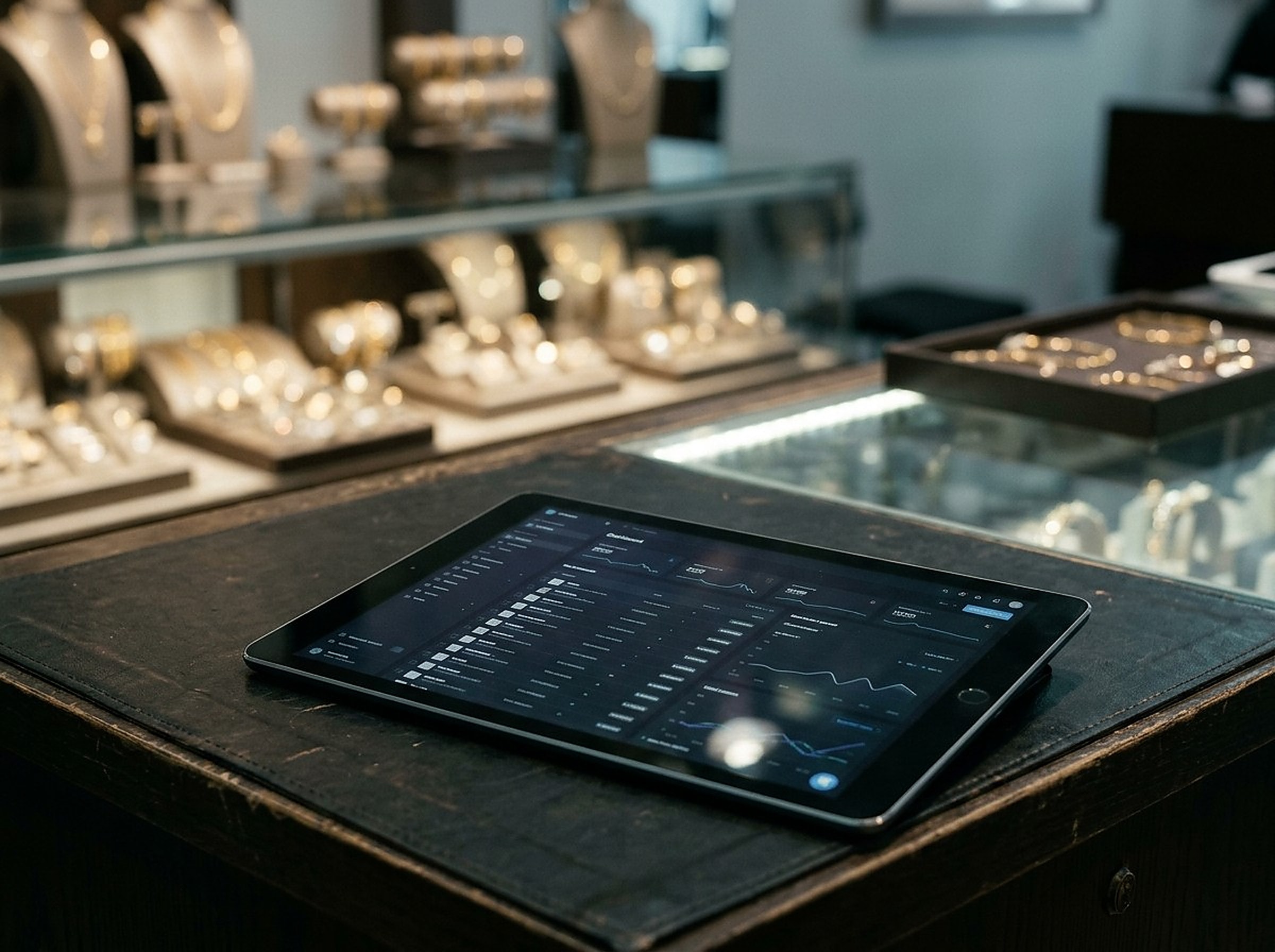 Tezgâhta ürün listesi açık bir tablet
