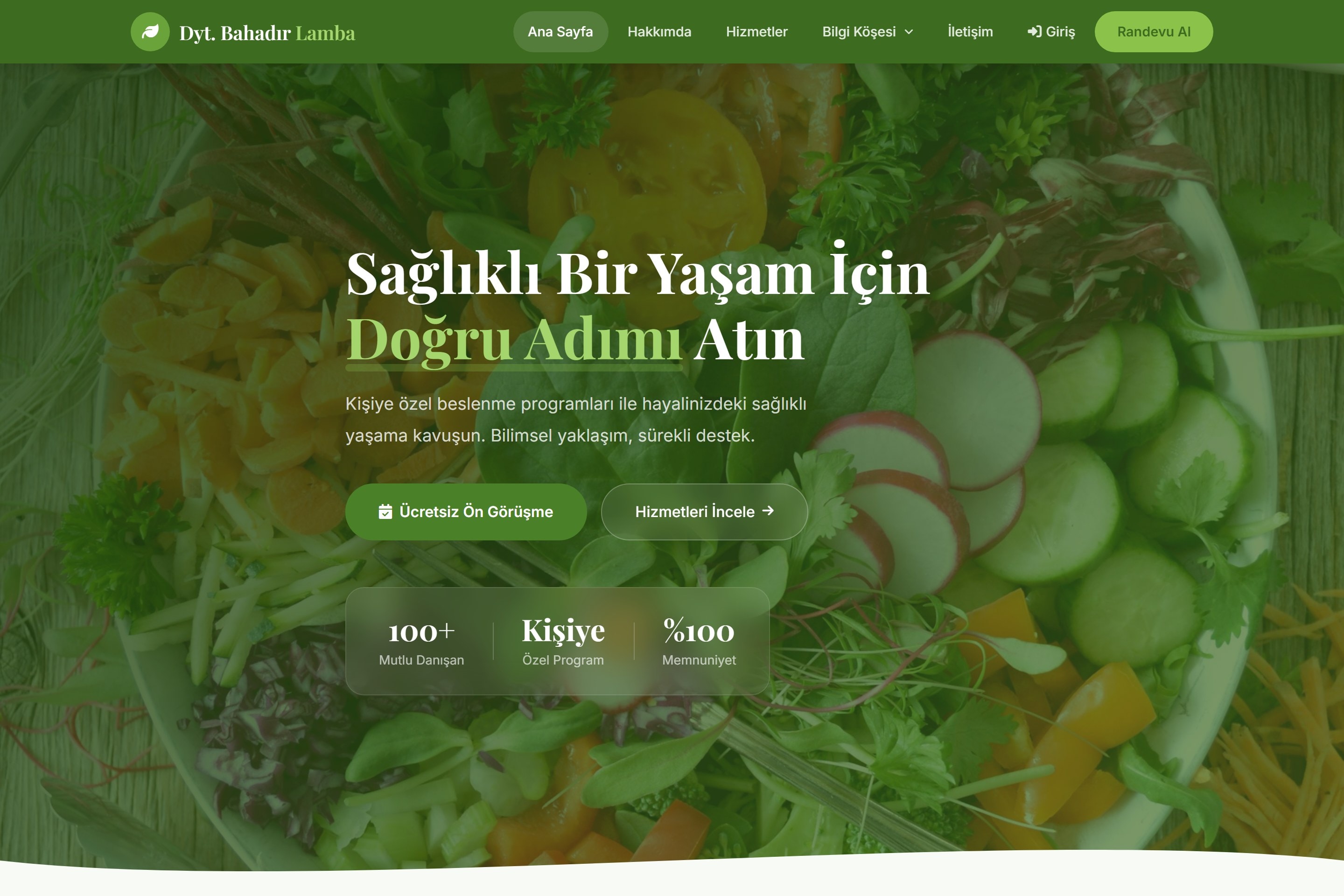 Bahadır Lamba web sitesi ekranı