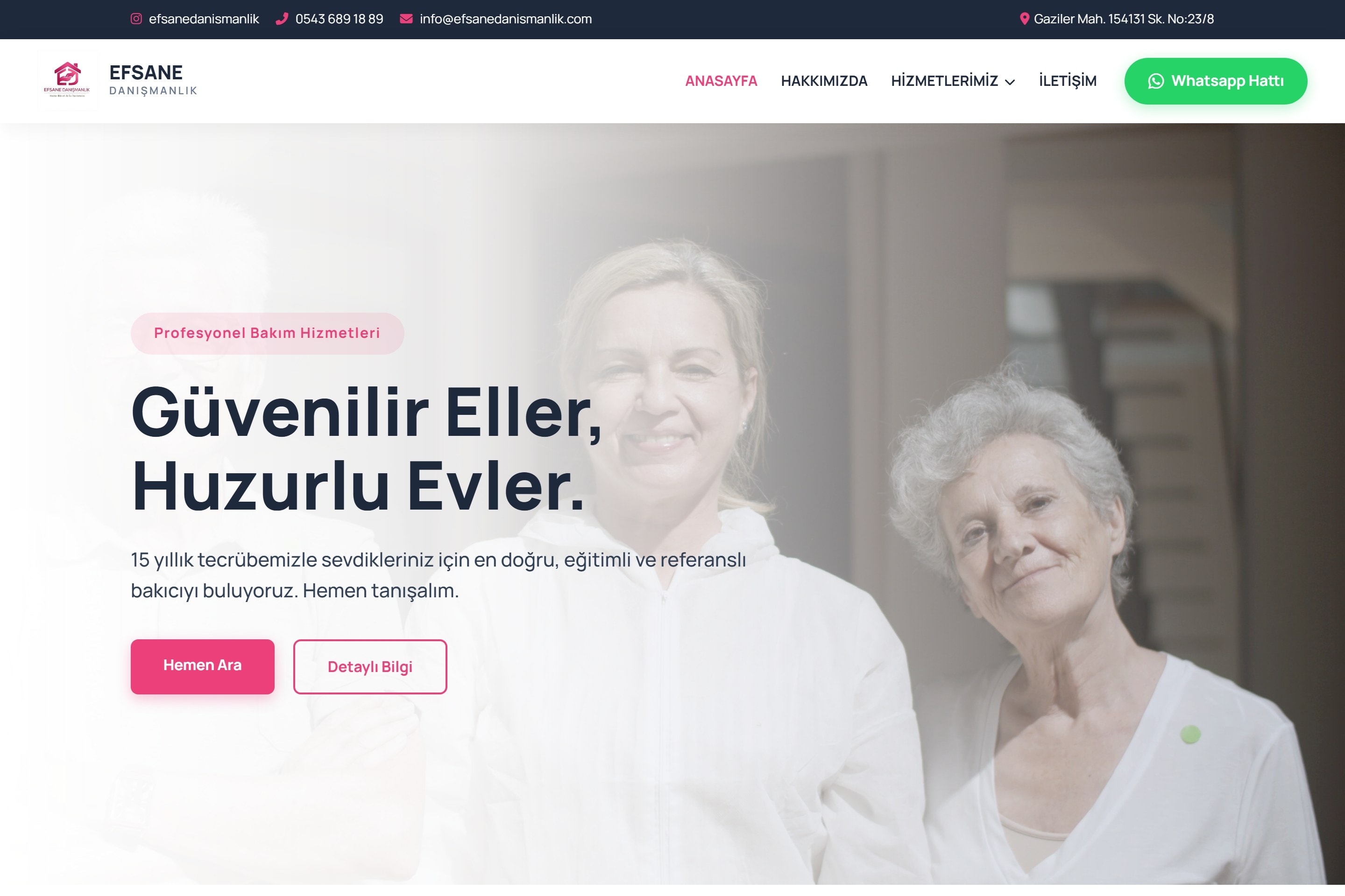 Efsane Danışmanlık web sitesinin ana sayfası