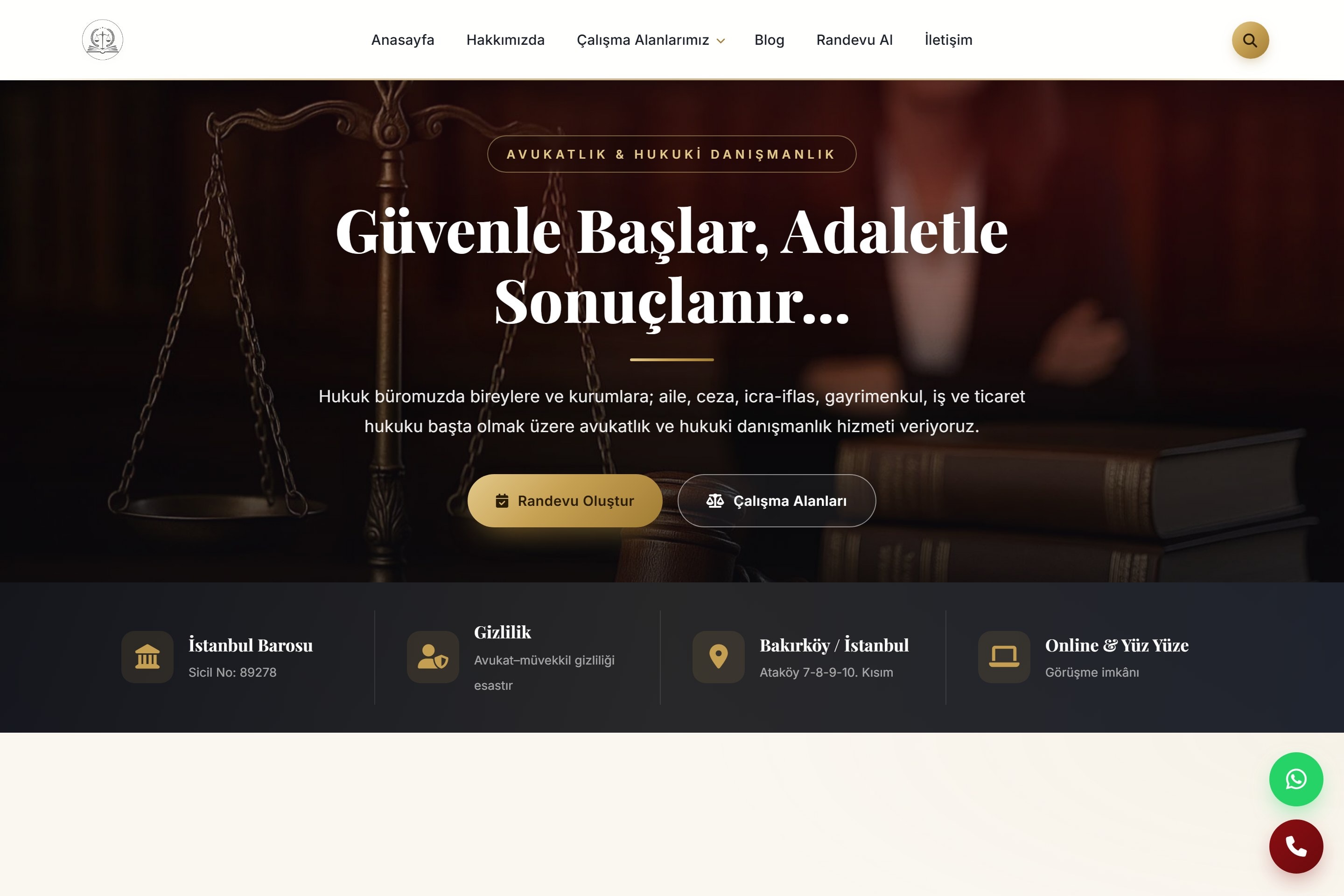 Avukat Elif Mat web sitesi ekranı