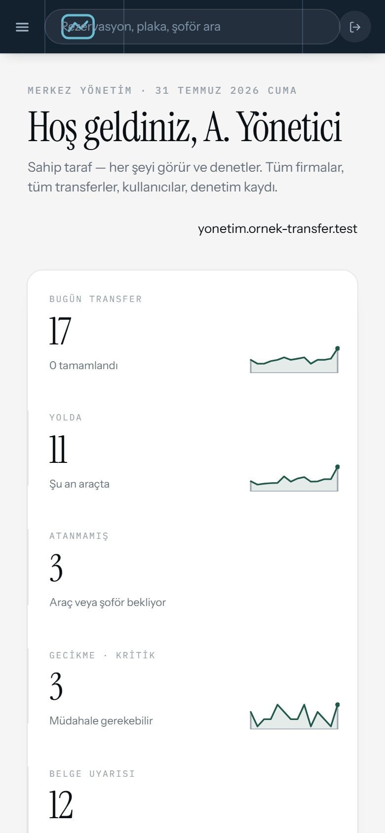 Filo Transfer web sitesinin mobil görünümü