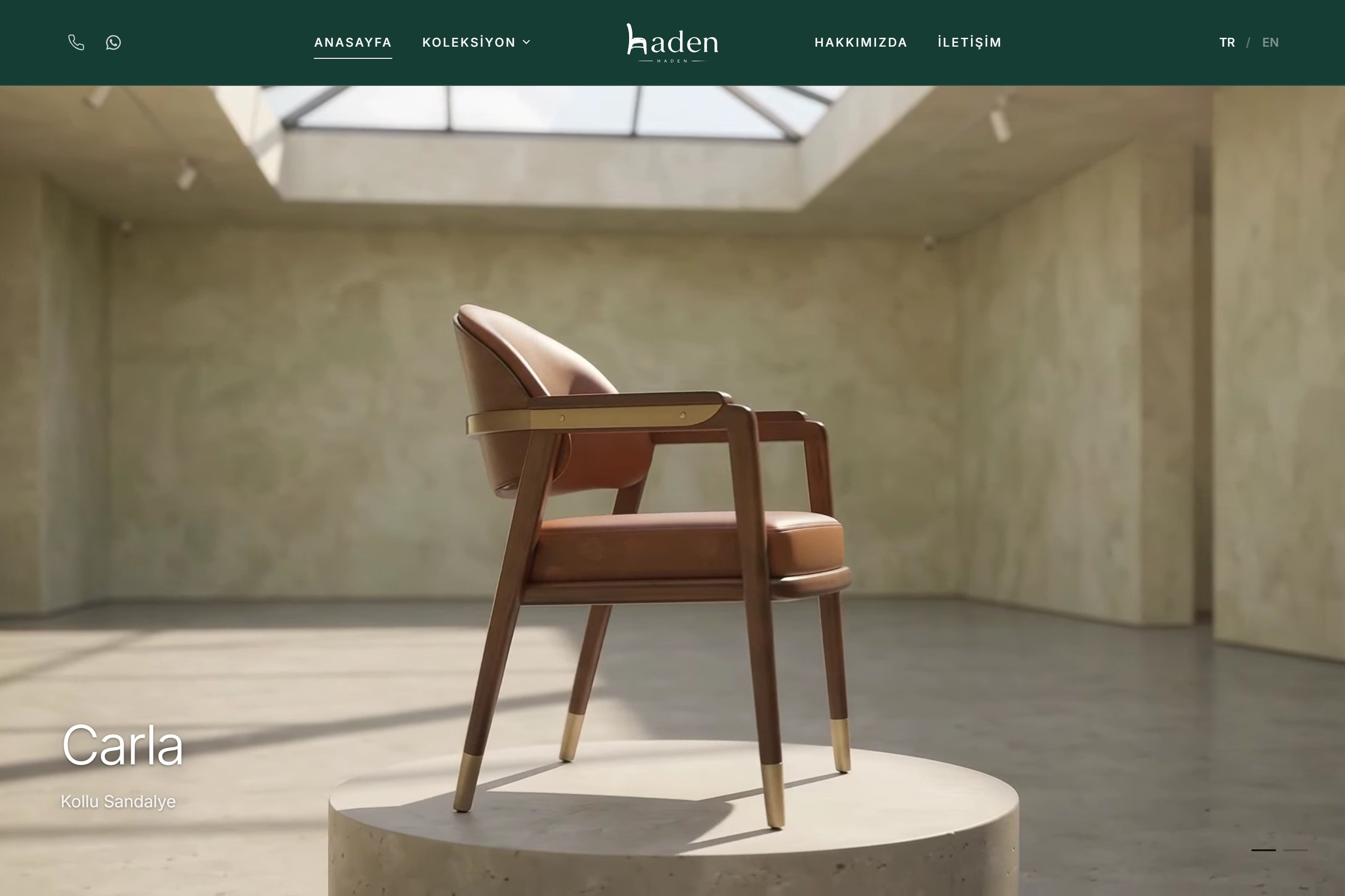 Haden Furniture web sitesi ekranı