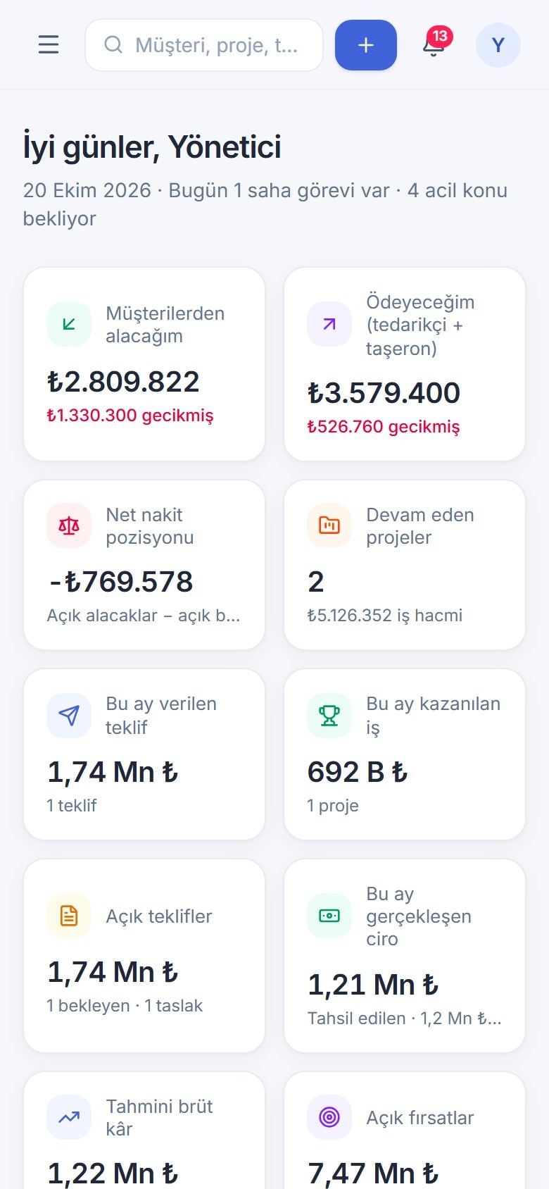 Operasyon takip mobil görünümü